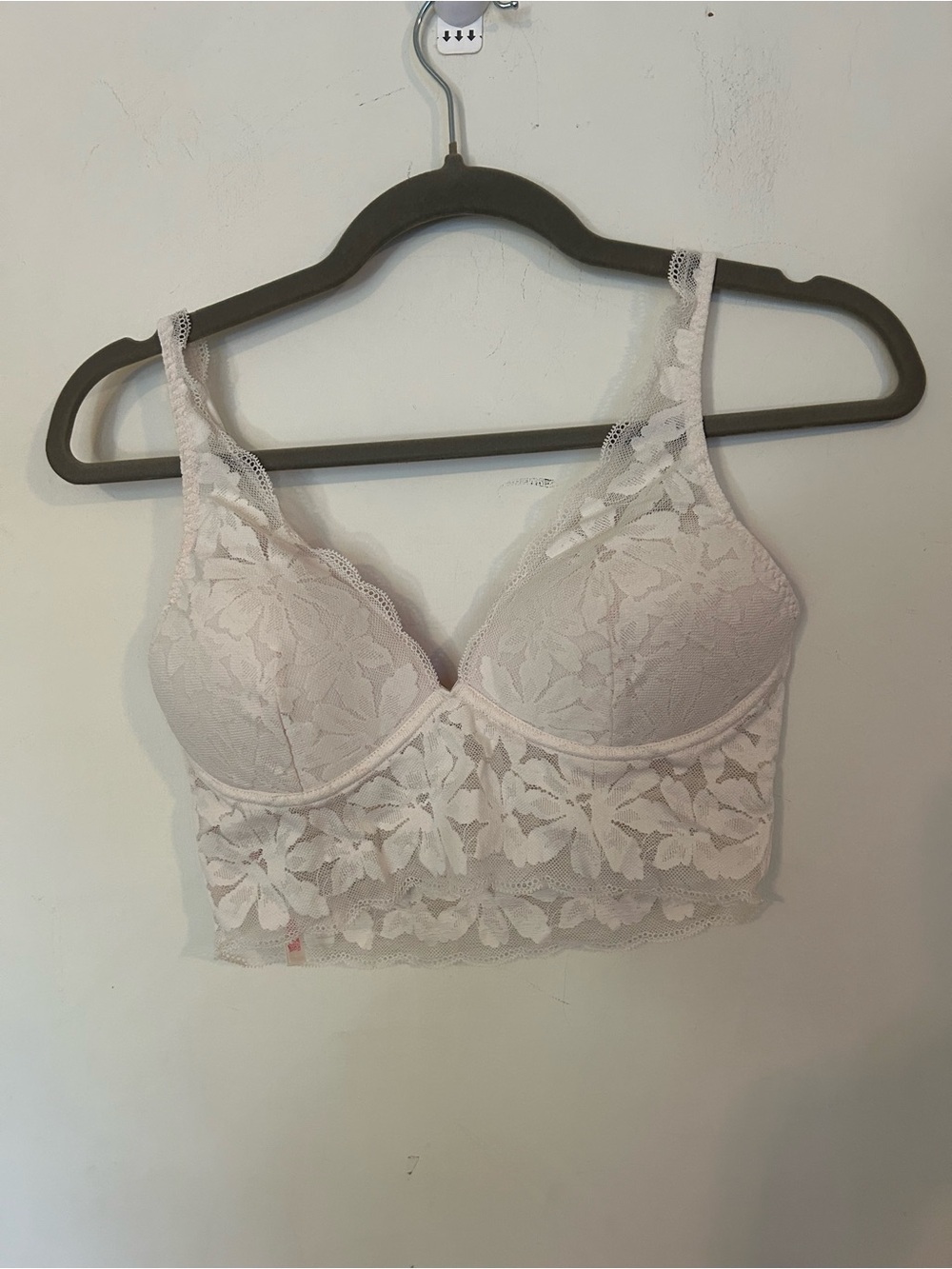 VS Pink Lace Longline Bralette - Light Pink Medium